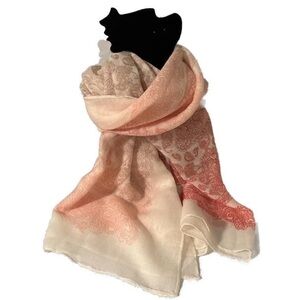 Pink and Ivory Ombre Paisley Lightweight Summer Shawl